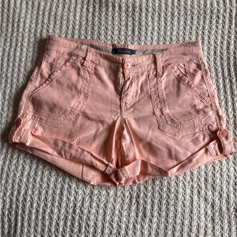 Level 99 Peach Pink Linen Blend Shorts size 28